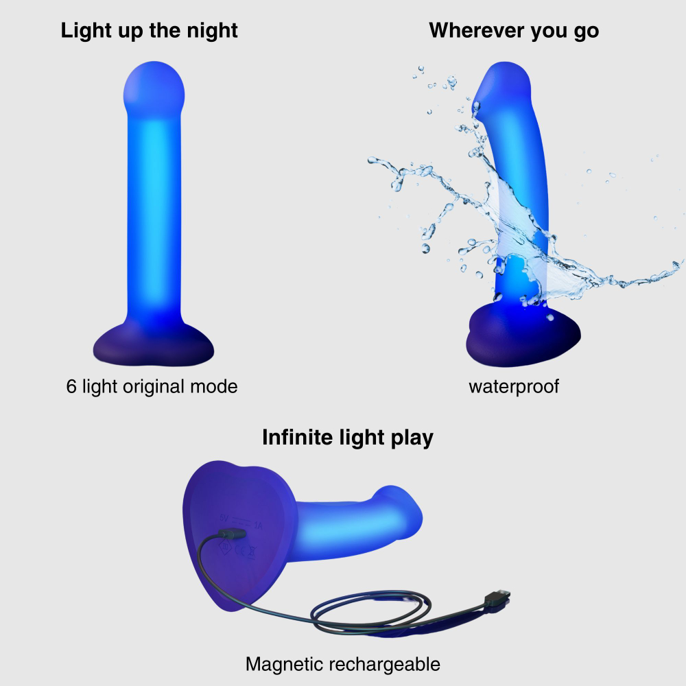 Светящийся фаллоимитатор Strap-on-me Glow-Led Dildo - size M (Цвет: фиолетовый)