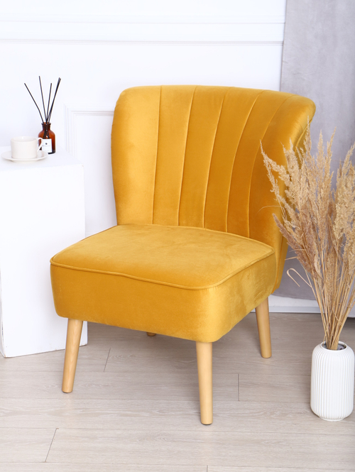 Кресло "Donatello" антивандальный велюр Mustard/натурал. Для кухни, прихожей, салона красоты, офиса. 65х72х87 см