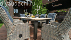 Стол Парклэнд + 8 кресел Верона алюминиевый каркас (кор/сер)