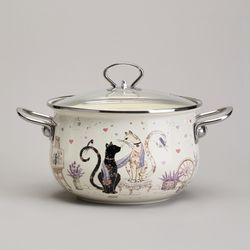 НАБОР КАСТРЮЛЬ ЭМАЛИРОВАННЫЙ, СЕРИЯ "LAVENDER CATS 6ПР. 2,0/2,8/3,8Л ДИА.18/20/22СМ