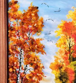 AMB-74/15 Картина «Водопад» (с янтарной крошкой) дер.краш.рамка 12х15