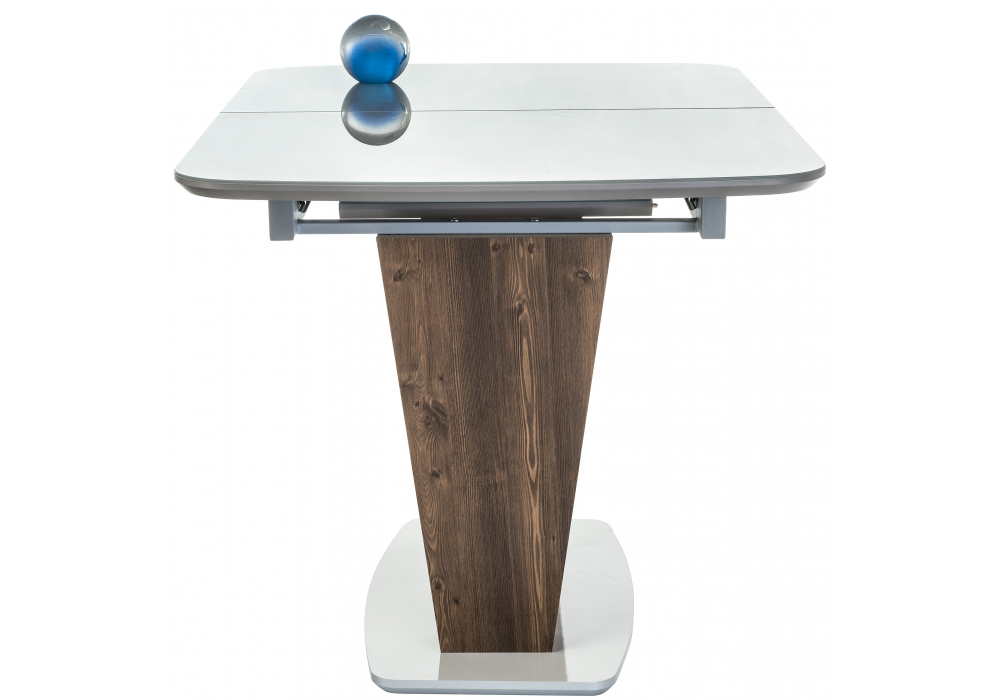 Стол стеклянный Woodville Петир серый, орех кантри