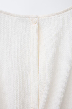 ZARA КОМБИНЕЗОН С РЕЛЬЕФНЫМ ВЫРЕЗОМ И БАНТАМИ, ЭКРЮ