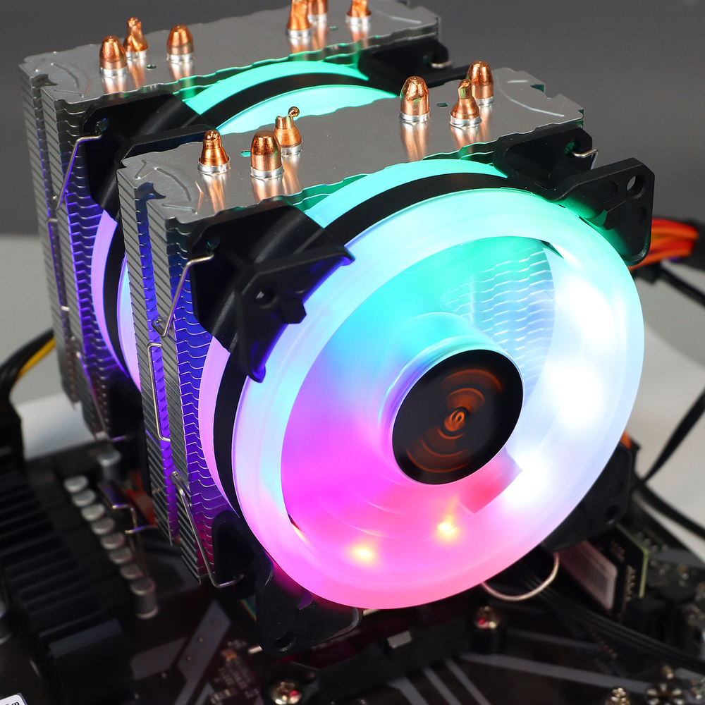 Кулер для CPU TESLA 620RGB, 2х92мм, 2200rpm, 3-pin, Al+Cu, серебристый-белый-прозрачный/FRGB, 64CFM, 23дБ, 6-PIPE(прямой контакт), TDP 180Вт, INTEL 1700/1200/115x/775/1366, AMD AM5/AM4/AM3(+)/AM2(+)/FM2(+)/FM1/754/940/939 (TSL-620-RGB)