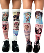 Белые гольфы с принтом в виде советских плакатов (Цвет: белый)