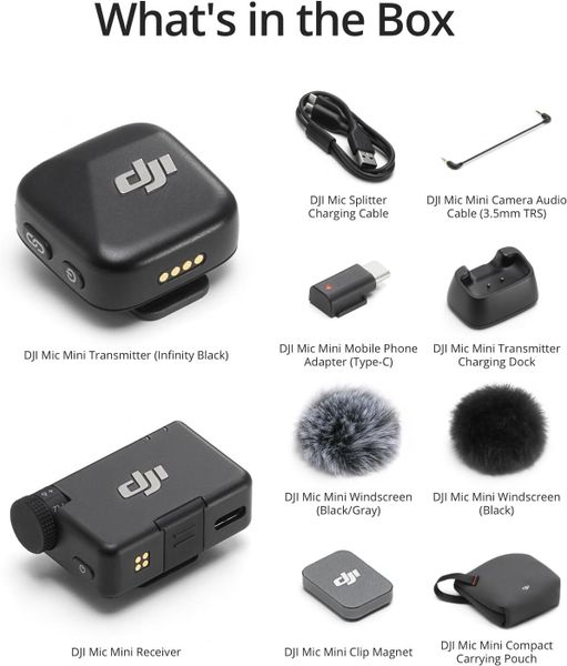 Беспроводной петличный микрофон DJI Mic Mini (1 TX + 1 RX), Черный | Black