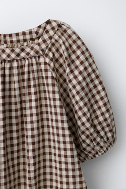 ZARA ПЛАТЬЕ В КЛЕТКУ, БЕЖЕВО-КОРИЧНЕВЫЙ