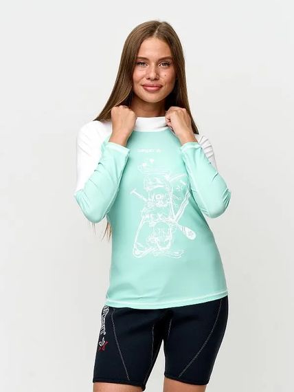 Футболка рашгард лонгслив Sargan Скелетон-Сап UPF 50+ женская бирюзовый/белый