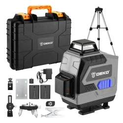 Уровень лазерный самовыравнивающийся DEKO DKLL16 в кейсе со штативом 1,2 м (16 линий, зеленый луч, 2 АКБ)