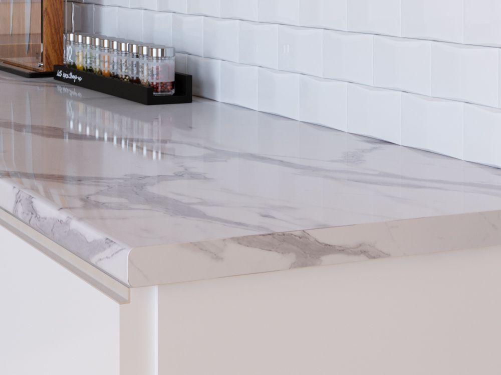 Столешница глянцевая Гранит белый 3 кат 3050*600*40 \727/1\