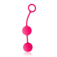 Розовые вагинальные шарики с ребрышками 3,1см Bior Toys Cosmo CSM-23033-25