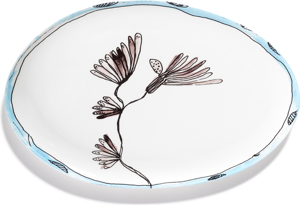 Блюдо сервировочное serax midnight flowers, овальное, костяной фарфор, 22,5 , синее · арт. fabr B9223109-719