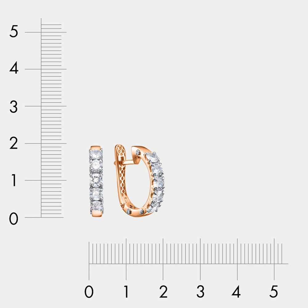 Серьги женские с фианитами из розового и белого золота 585 пробы (арт. дф1201533р)