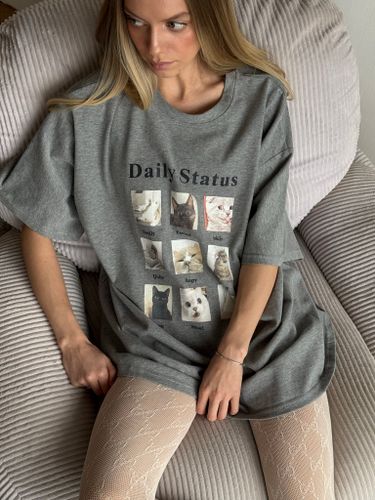 Серая футболка с принтом Daily Status