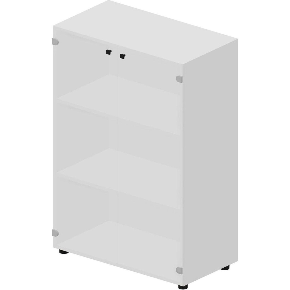 Шкаф A/N/F/C средний бел мат стекл дв, ручки-хром Белый/Белый EMMS564BLBL