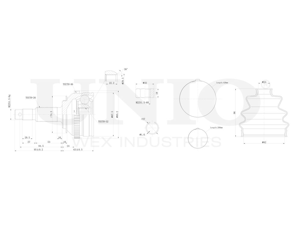 ШРУС внешний UNIO CVJ-20102