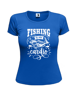 Футболка Fishing is my cardio женская приталенная синяя