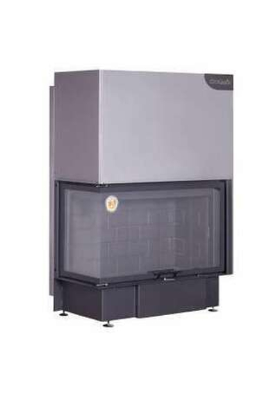 Каминная топка Экокамин ДЕЛЬТА 1000 LB два стекла левая черный шамот