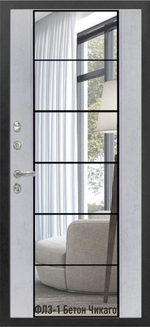 Входная дверь ДК-33 CHOCOLATE с фальш фрамугой ЗЕРКАЛО