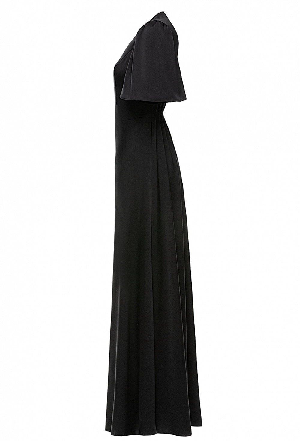 Платье в пол на пуговицах черное 07-05-23 SS