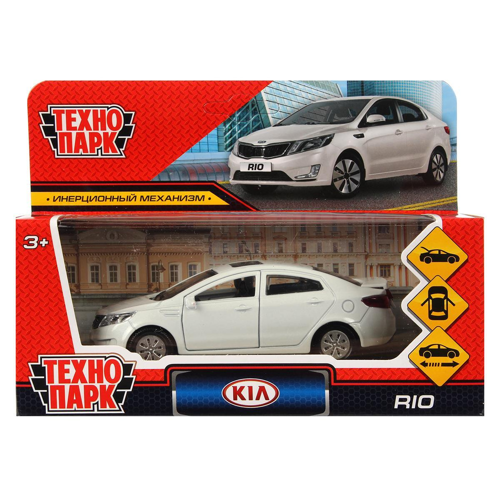Модель ин. мет. "Kia Rio" 12см, открыв. двери, белый в коробка RIO-WT (Технопарк)