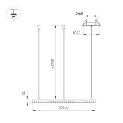 Светильник SP-DIAMOND-R650-36W Day4000 (WH, 45 deg, 230V, TRIAC) (Arlight, IP20 Металл, 5 лет) 054495