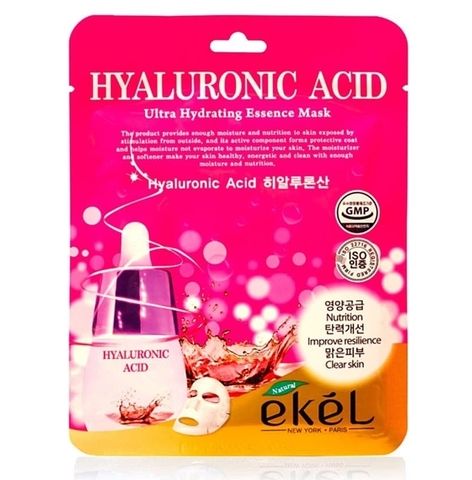 EKEL МАСКА ТКАНЕВАЯ ДЛЯ ЛИЦА С ГИАЛУРОНОВОЙ КИСЛОТОЙ HYALURONIC ACID ULTRA HYDRATING ESSENCE MASK, 25 ML