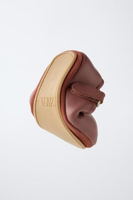 ZARA КОЖАНЫЕ БАЛЕТКИ, РОЗОВЫЙ