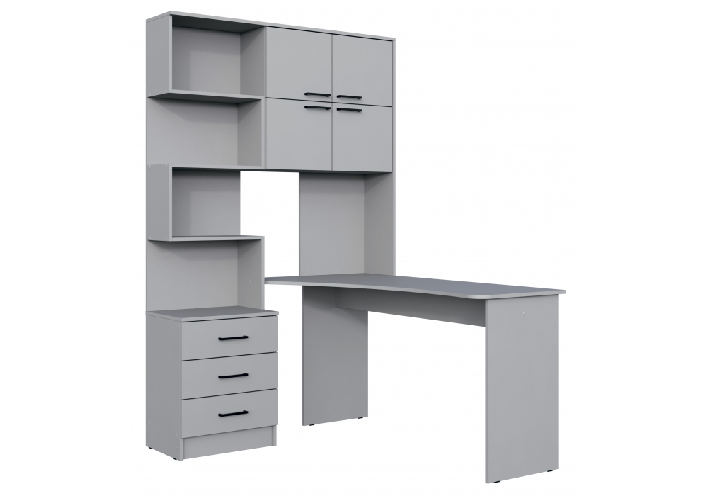 Компьютерный стол Woodville Эльброни правый шиншилла серая