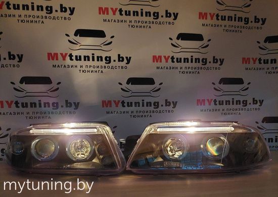 Передние фары angel eyes black для VW Passat B5 GP