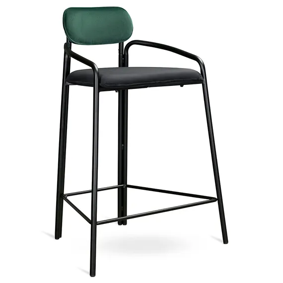 Полубарный стул Ror, Round, темно-зеленый/черный велюр
