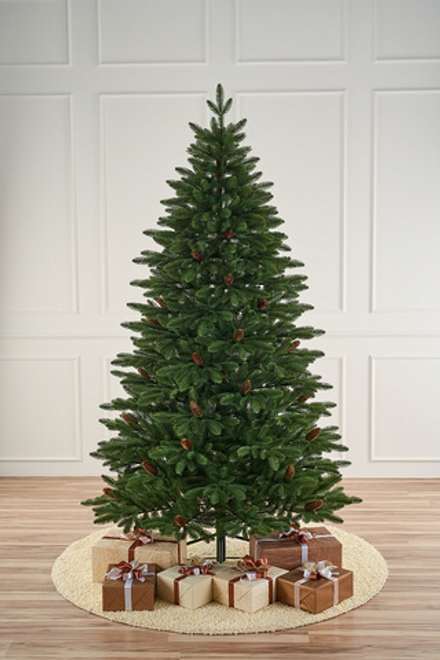 Ель искусственная Смоленская 2,1 м с шишками подставка металл 100% Литые веточки МаксКристмас