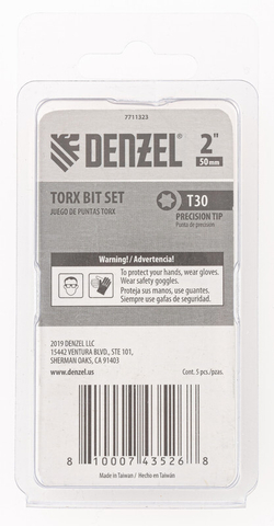 Бита T30x50, 5 шт. Denzel