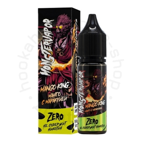 Жидкость MONSTERVAPOR MANGO KING с ароматом манго с маракуйей, 0 мг/см³, 30 мл. ZERO.