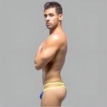 Синие мужские трусы-стринги с двойными бретелями (Размер: L) (Цвет: синий)