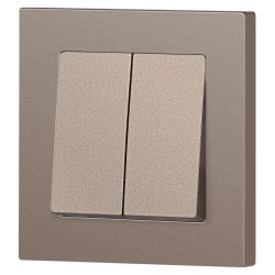 Переключатель Intro Accent 6-107-08 двойной, 10А-250В, IP20, СУ, AL/CU, бронза