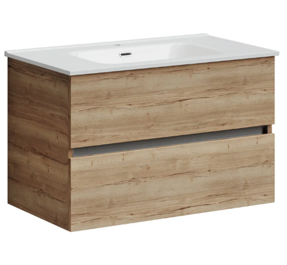 Тумба подвесная SANCOS Urban 890х450х550, c двумя ящиками оснащенными доводчиками, дуб галифакс натуральный , арт. UR90EG