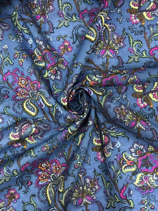 Батист принт, цветы на синем BST2513D06C1