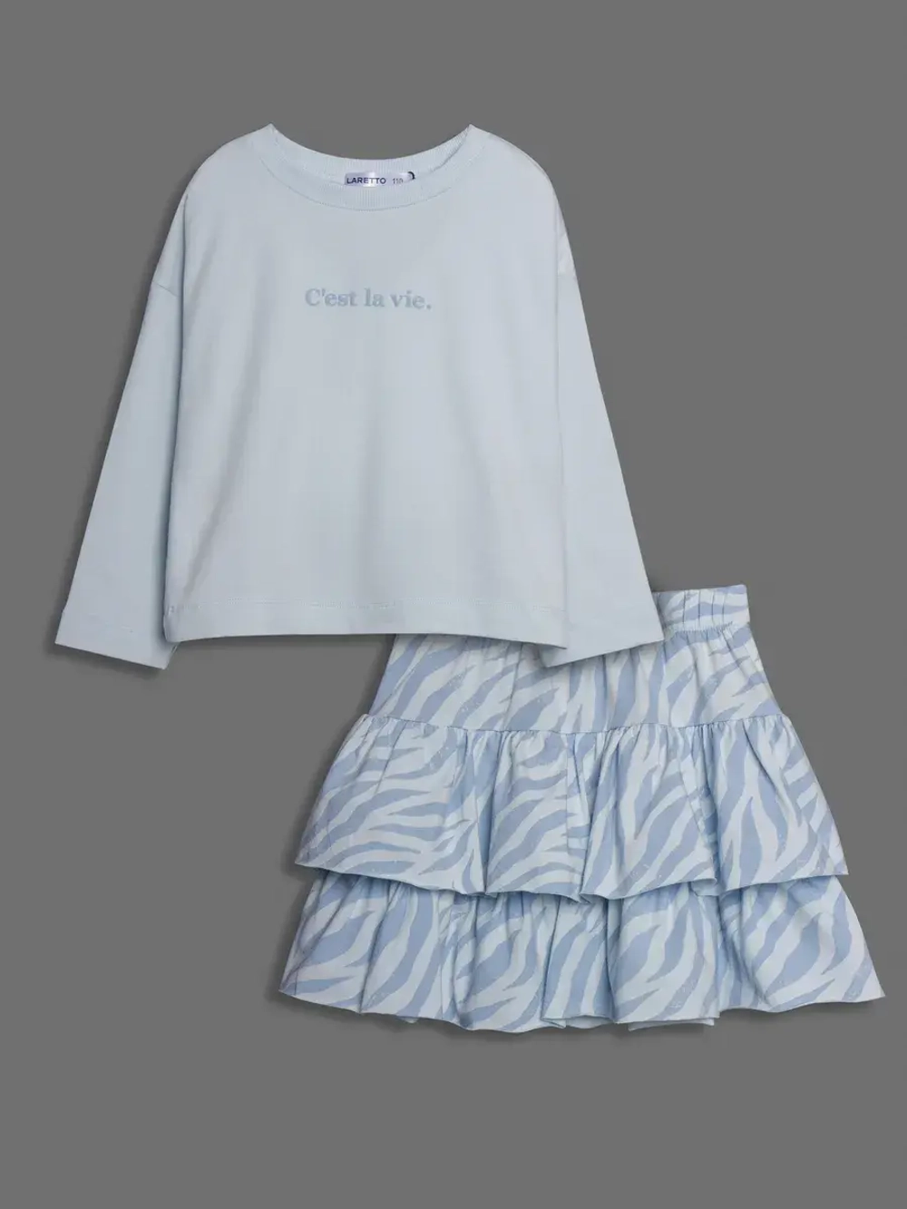 Летний костюм для девочки, лонгслив и юбка