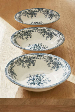 ZARA HOME ЦВЕТОЧНАЯ ФАЯНСОВАЯ ПИАЛА, СИНИЙ