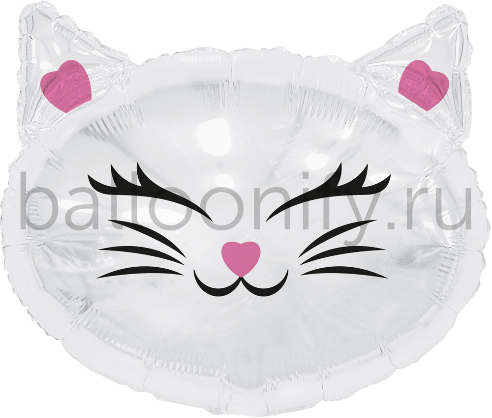 Шар (26''/66 см) Фигура, Кошечка, Белый, 1 шт. в уп.