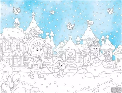 Цифровое панно ID Wall Раскраска в цвете "Прогулка с щенком"