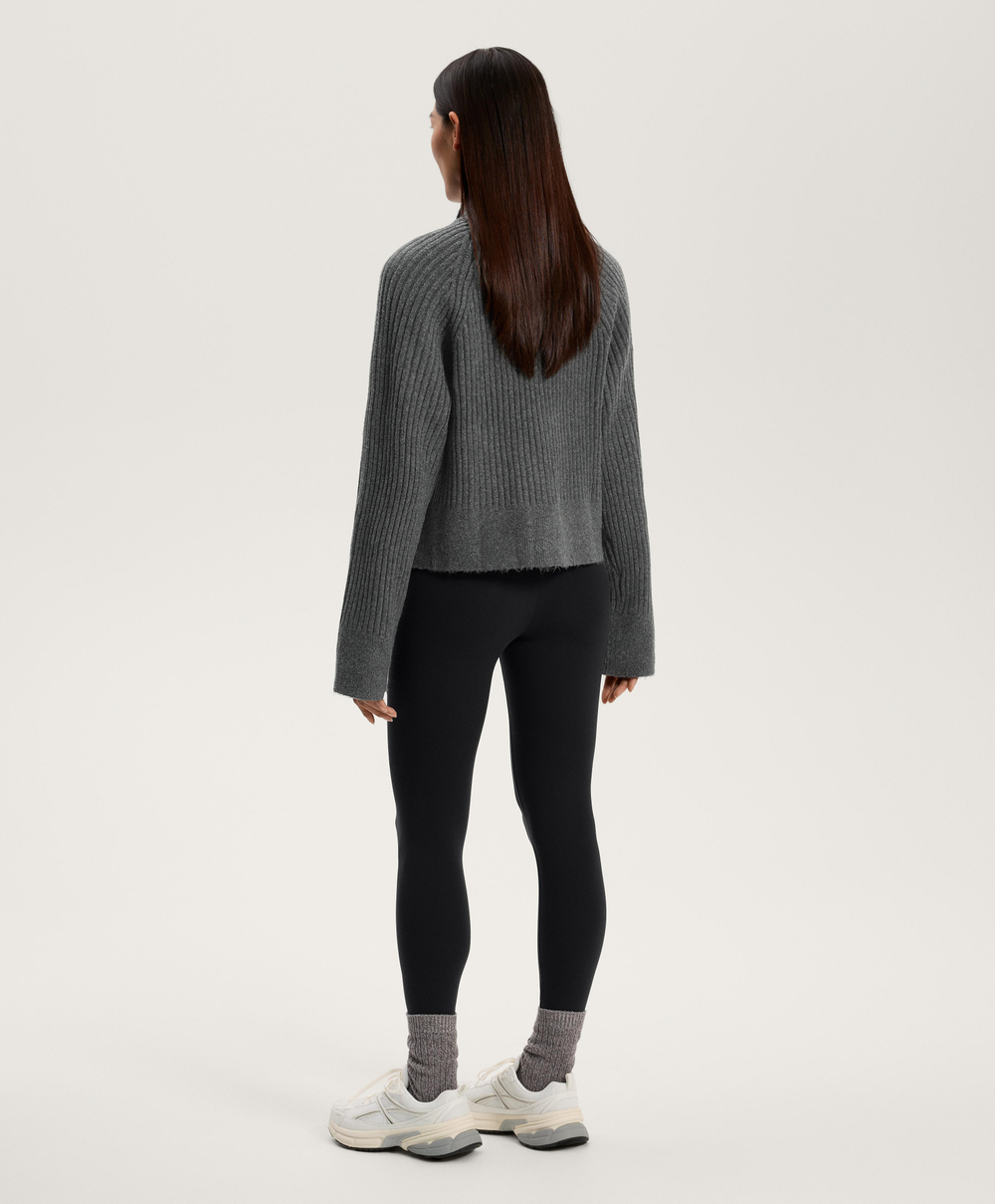 Oysho Трикотажный джемпер на молнии в рубчик, серый