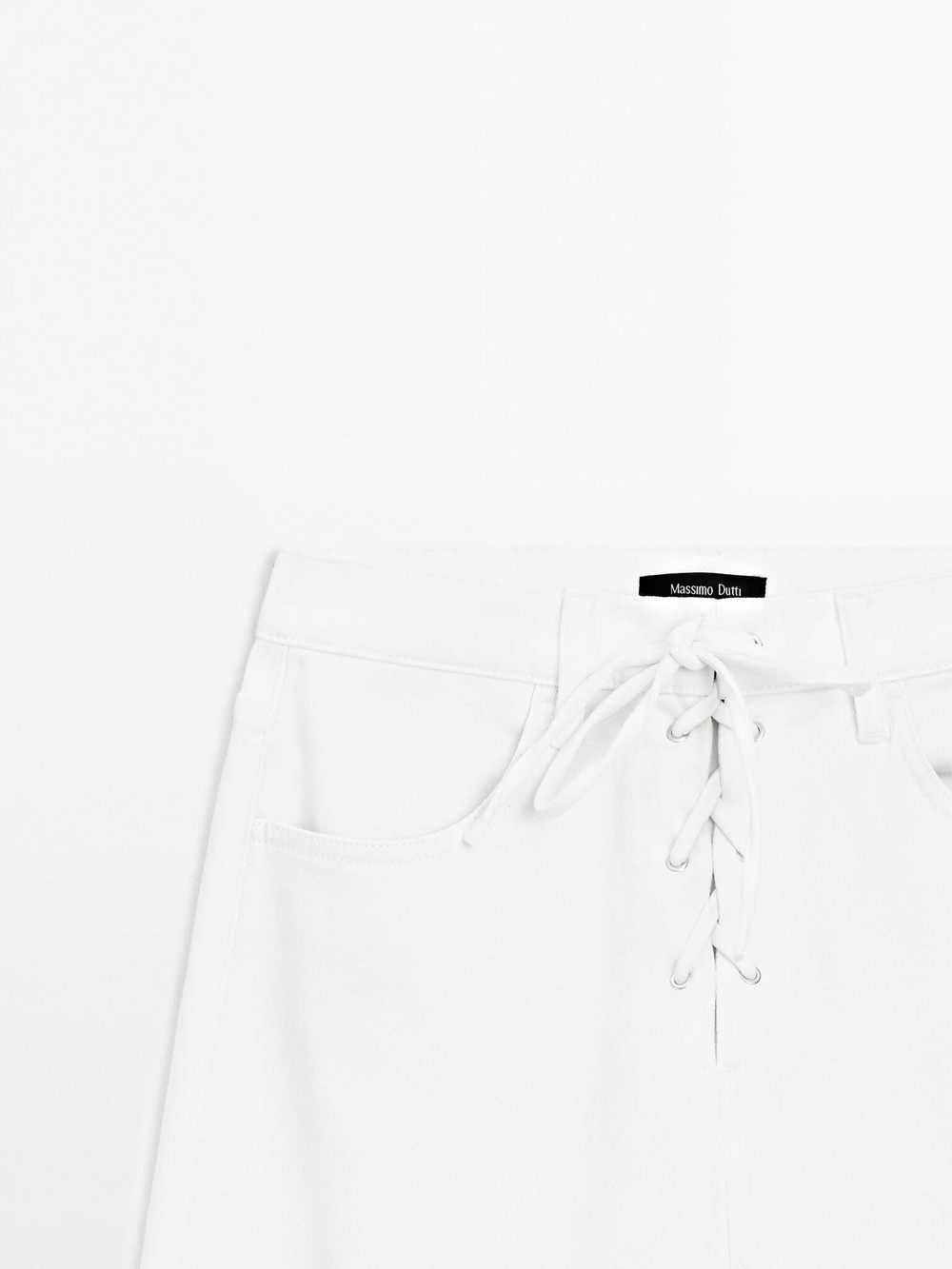 Massimo Dutti Джинсы клеш со шнуровкой, белый