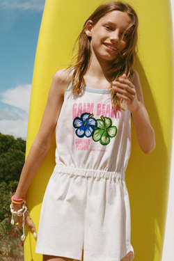 ZARA КОМБИНЕЗОН С ПРИНТОМ, ЭКРЮ