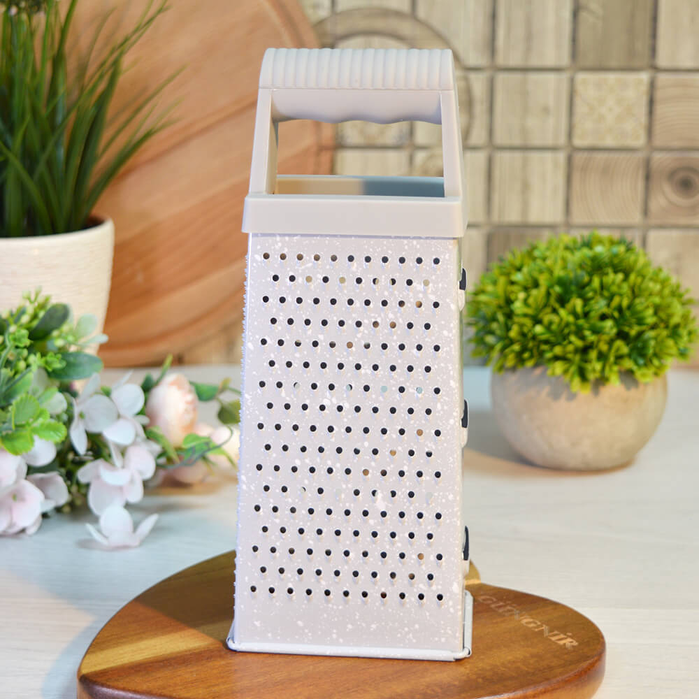 Терка 4-х гранная 22см "Marble grigio", мрамор серый, ручка софт-тач