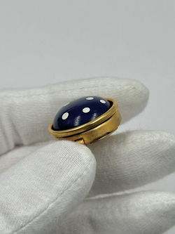 Накладка на пуговицу синяя в горошек