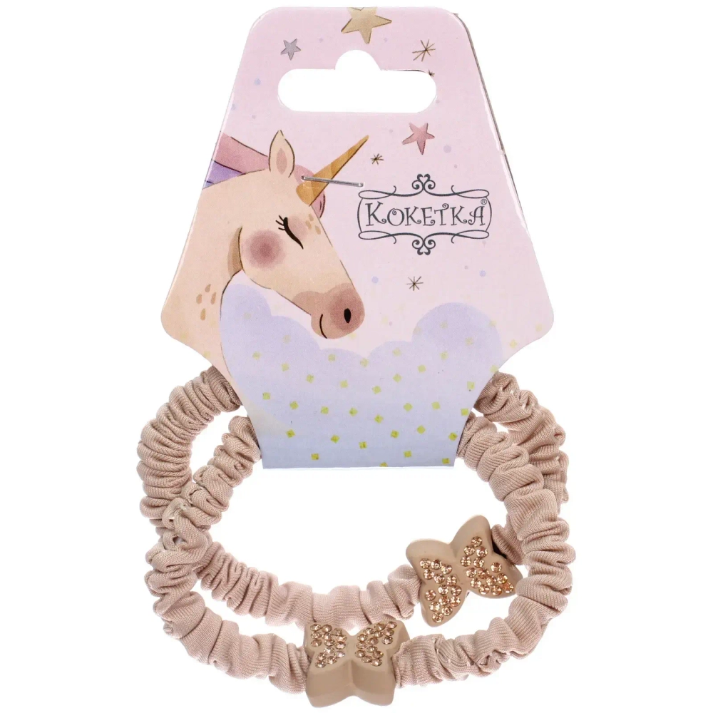 Резинки для волос 2шт «КИРА», бабочки, микс 5 цветов, d-5см (подвес Единорог)