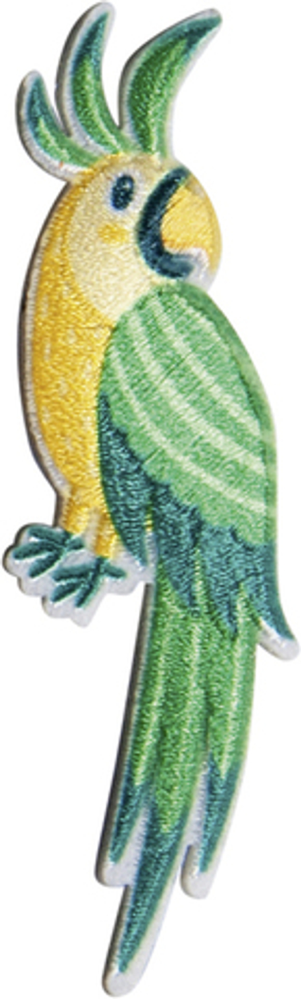 Термоаппликация "Зелено-желтый попугай", 1 шт, 2,5 х 8,4 см (10013160/150720/0360609/1_Китай)