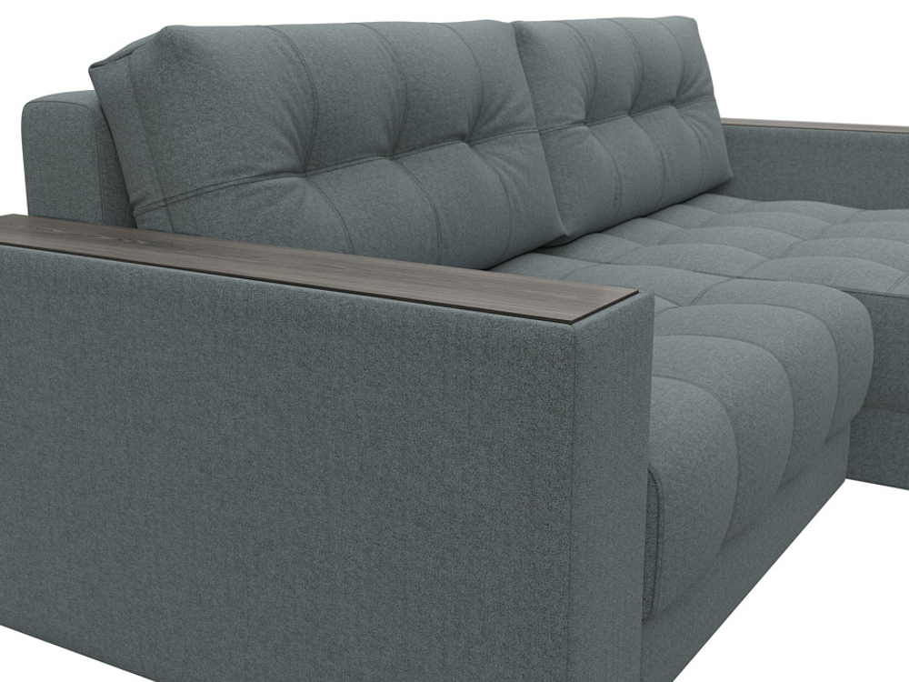 Диван угловой с декором Лига-049 НПБ, Амур 07 РОГОЖКА серый